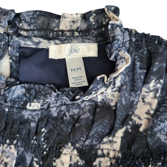 Joie Flowy Mini Dress Baltic Print Womens Medium Wedding Guest Cocktail Party - Picture 9 of 13